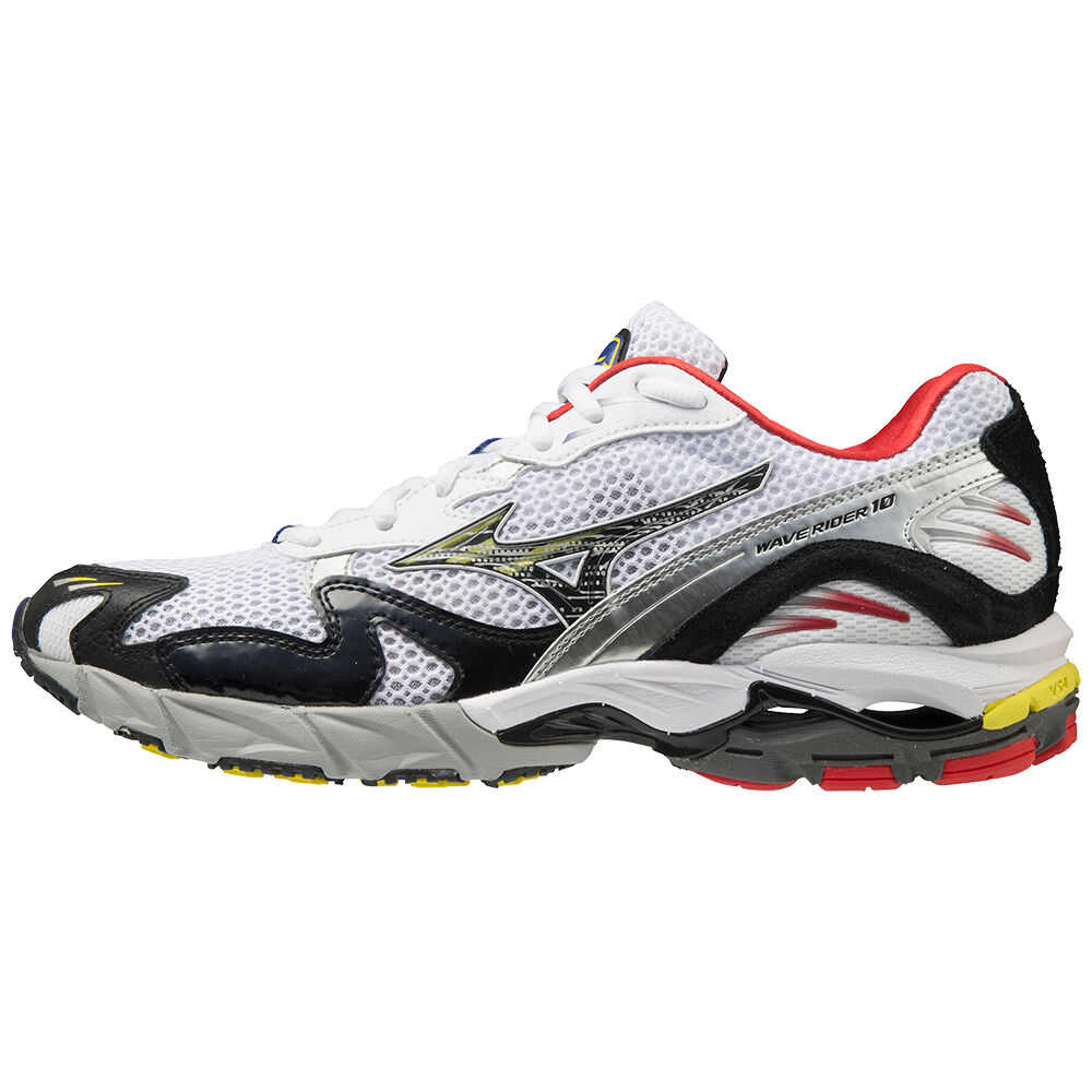 Mens Mizuno Wave Rider 10 Trainers White/Black/Red Philippines (ZUEBWO827)